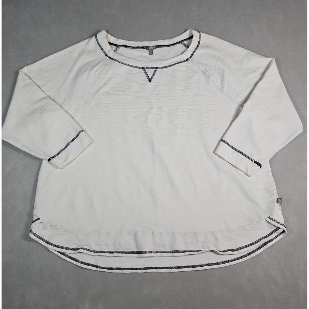 T by Talbots Womens White UPF 50 3/4 Sleeve Shirt Size 3X